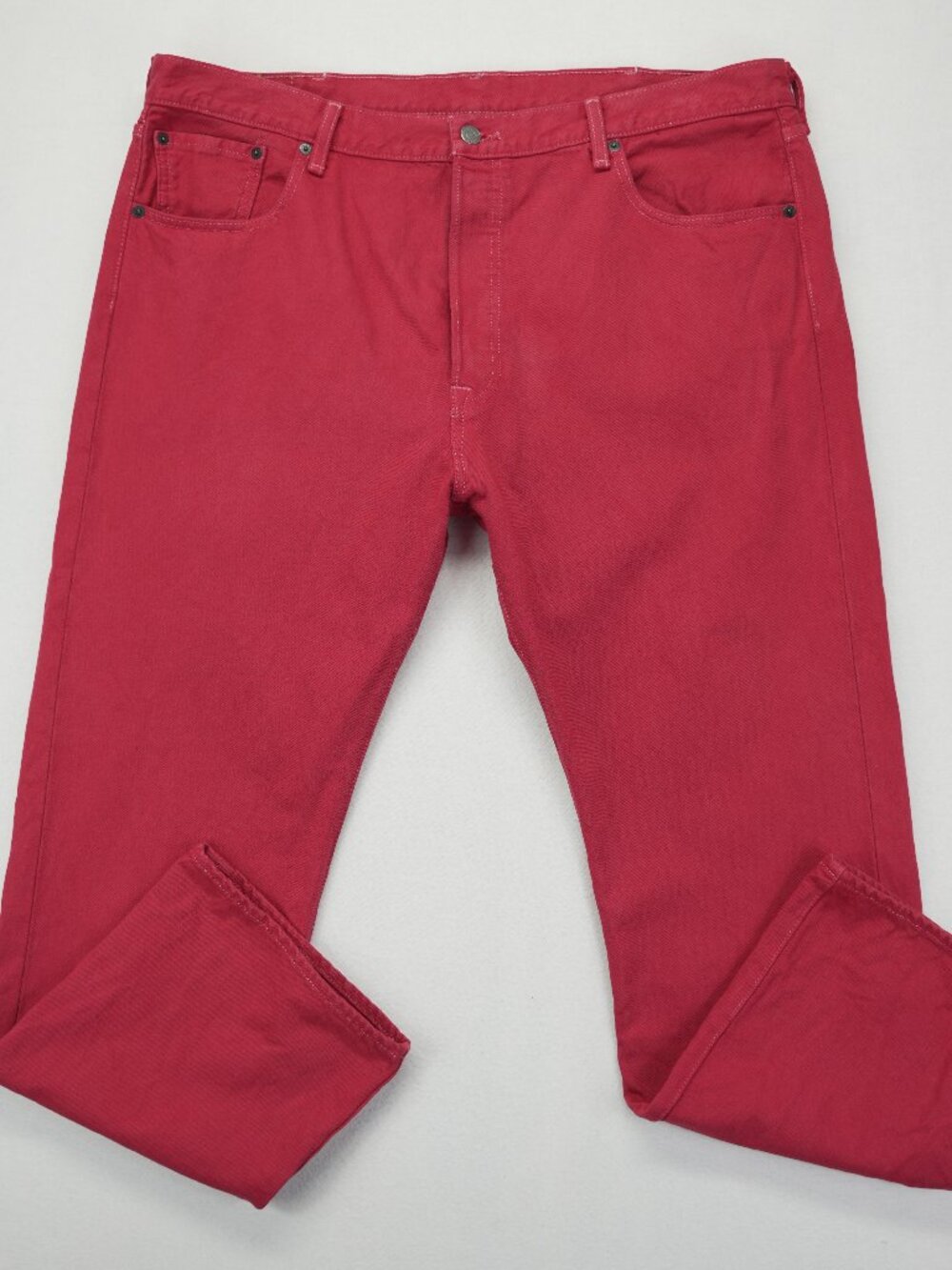 Levi's 501 Jeans Mens Size 40x30 Bright Red Button Fly Straight Leg Streetwear